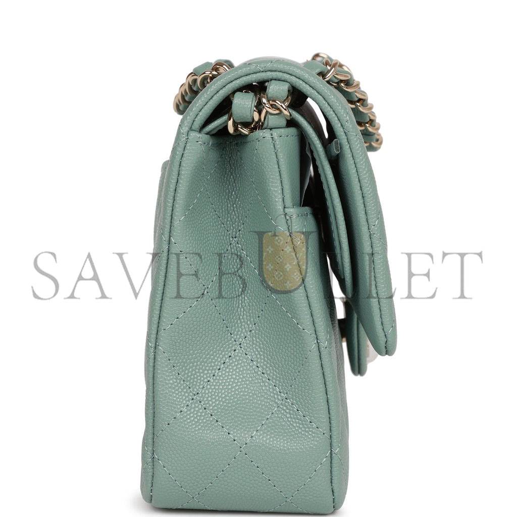 CHANEL MEDIUM CLASSIC DOUBLE FLAP BAG GREEN CAVIAR LIGHT GOLD HARDWARE (25*15*7cm) CHANEL MEDIUM CLASSIC DOUBLE FLAP BAG GREEN CAVIAR LIGHT GOLD HARDWARE (25*15*7cm)