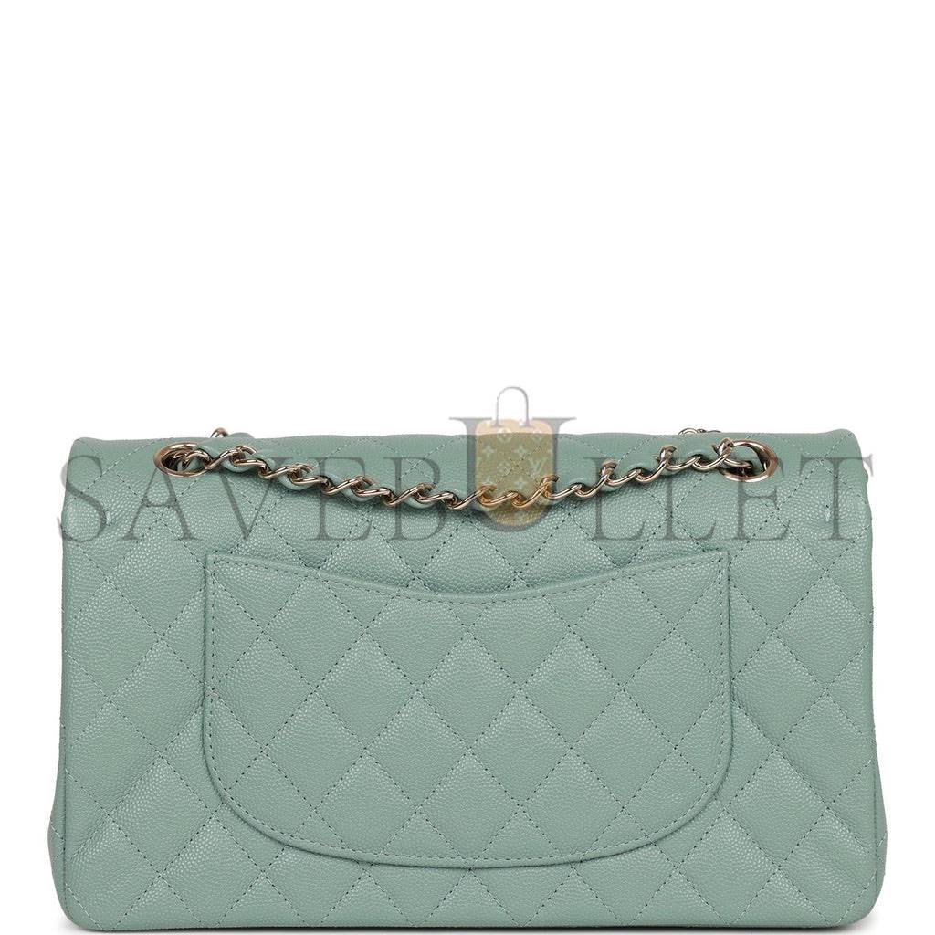 CHANEL MEDIUM CLASSIC DOUBLE FLAP BAG GREEN CAVIAR LIGHT GOLD HARDWARE (25*15*7cm) CHANEL MEDIUM CLASSIC DOUBLE FLAP BAG GREEN CAVIAR LIGHT GOLD HARDWARE (25*15*7cm)