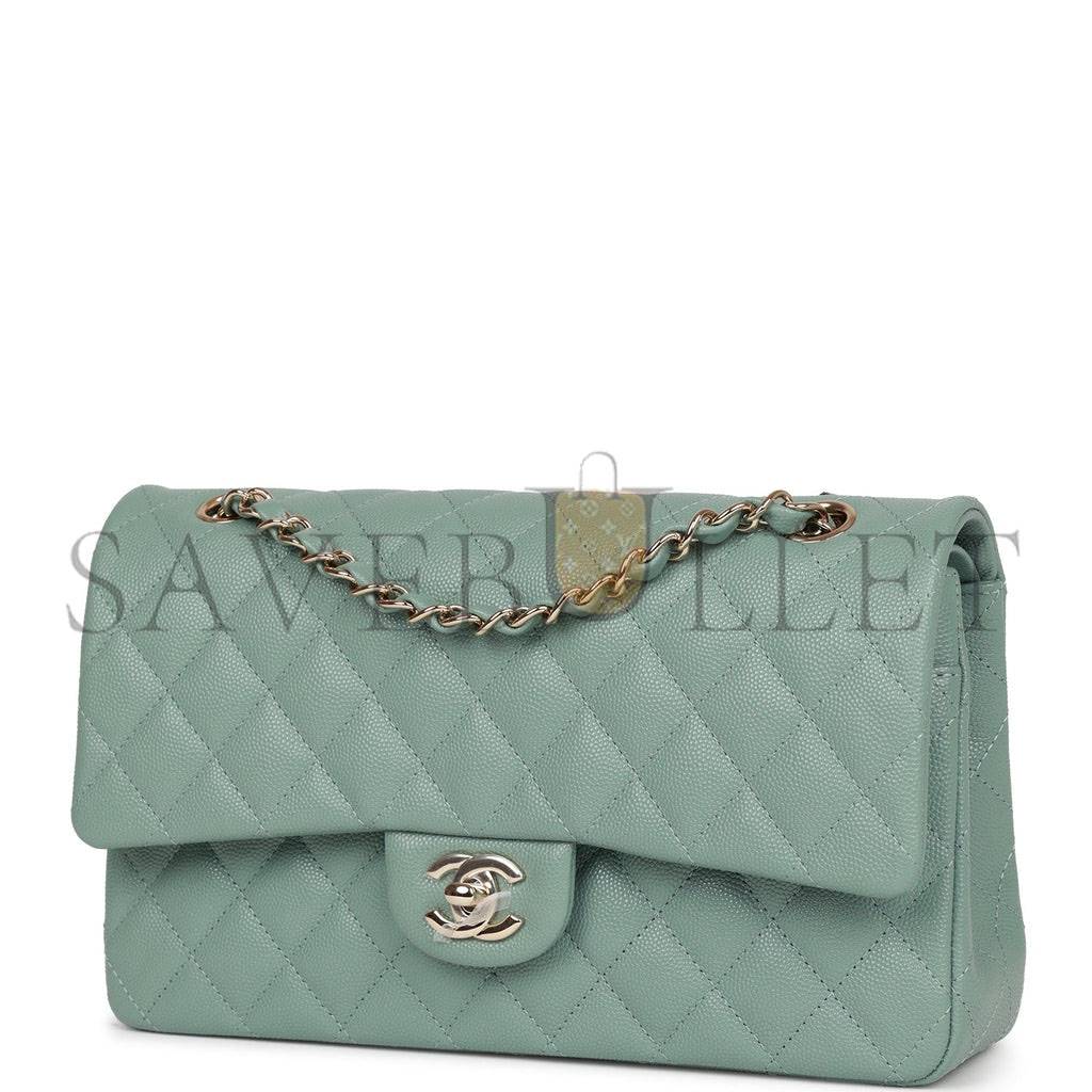 CHANEL MEDIUM CLASSIC DOUBLE FLAP BAG GREEN CAVIAR LIGHT GOLD HARDWARE (25*15*7cm) CHANEL MEDIUM CLASSIC DOUBLE FLAP BAG GREEN CAVIAR LIGHT GOLD HARDWARE (25*15*7cm)