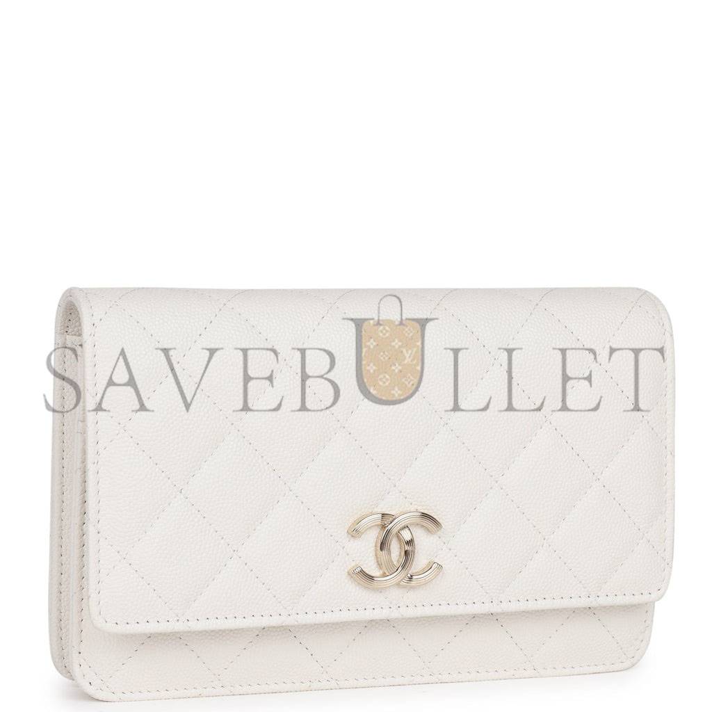 CHANEL WALLET ON CHAIN WOC WHITE CAVIAR LIGHT GOLD HARDWARE (19*12*4cm) CHANEL WALLET ON CHAIN WOC WHITE CAVIAR LIGHT GOLD HARDWARE (19*12*4cm)