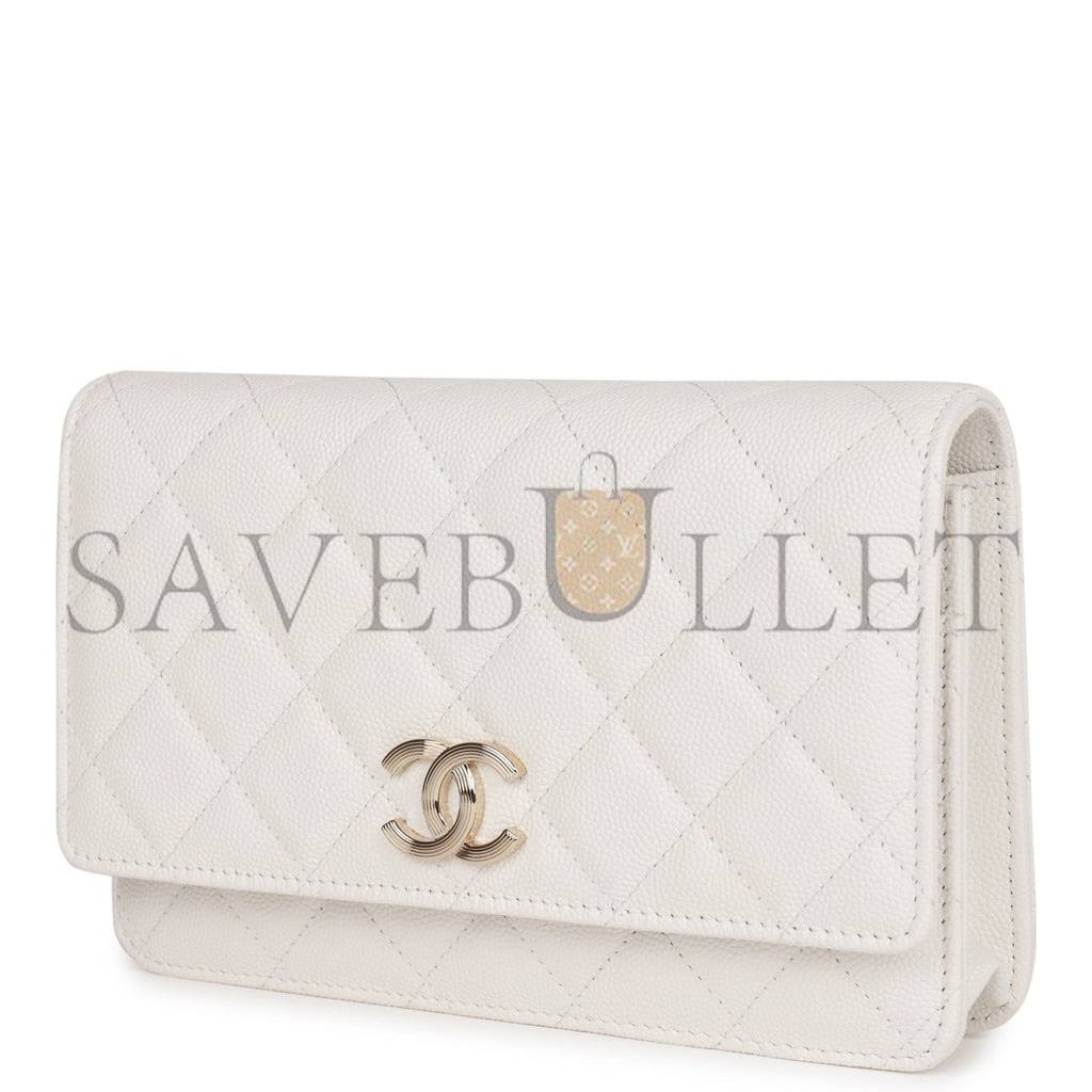 CHANEL WALLET ON CHAIN WOC WHITE CAVIAR LIGHT GOLD HARDWARE (19*12*4cm) CHANEL WALLET ON CHAIN WOC WHITE CAVIAR LIGHT GOLD HARDWARE (19*12*4cm)