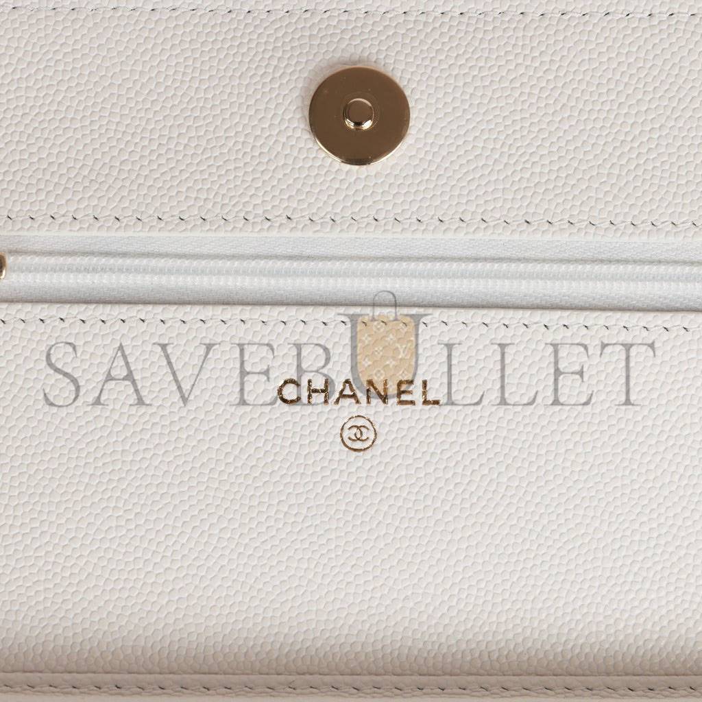 CHANEL WALLET ON CHAIN WOC WHITE CAVIAR LIGHT GOLD HARDWARE (19*12*4cm) CHANEL WALLET ON CHAIN WOC WHITE CAVIAR LIGHT GOLD HARDWARE (19*12*4cm)