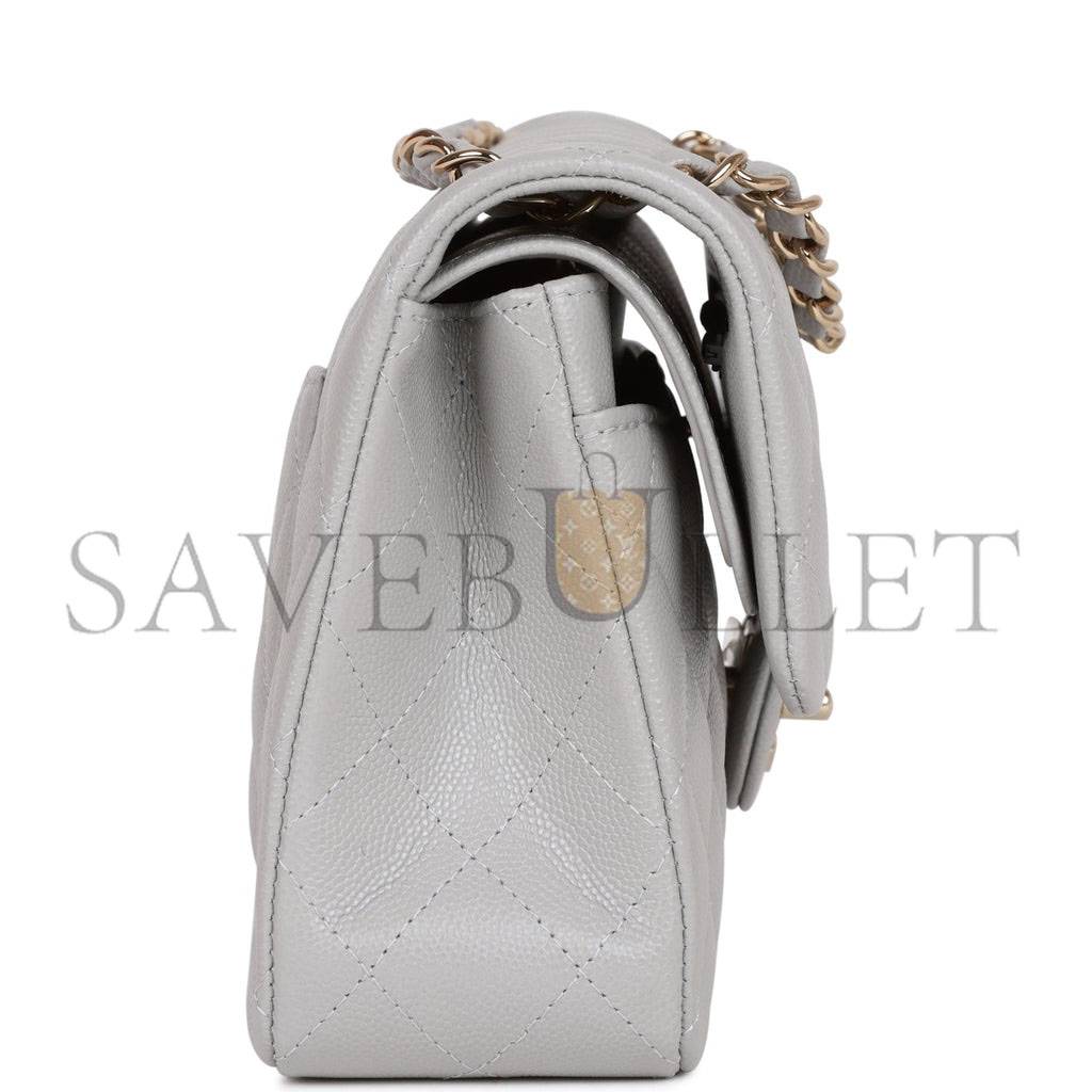 CHANEL SMALL CLASSIC DOUBLE FLAP GREY CAVIAR LIGHT GOLD HARDWARE (23*13*6cm) CHANEL SMALL CLASSIC DOUBLE FLAP GREY CAVIAR LIGHT GOLD HARDWARE (23*13*6cm)