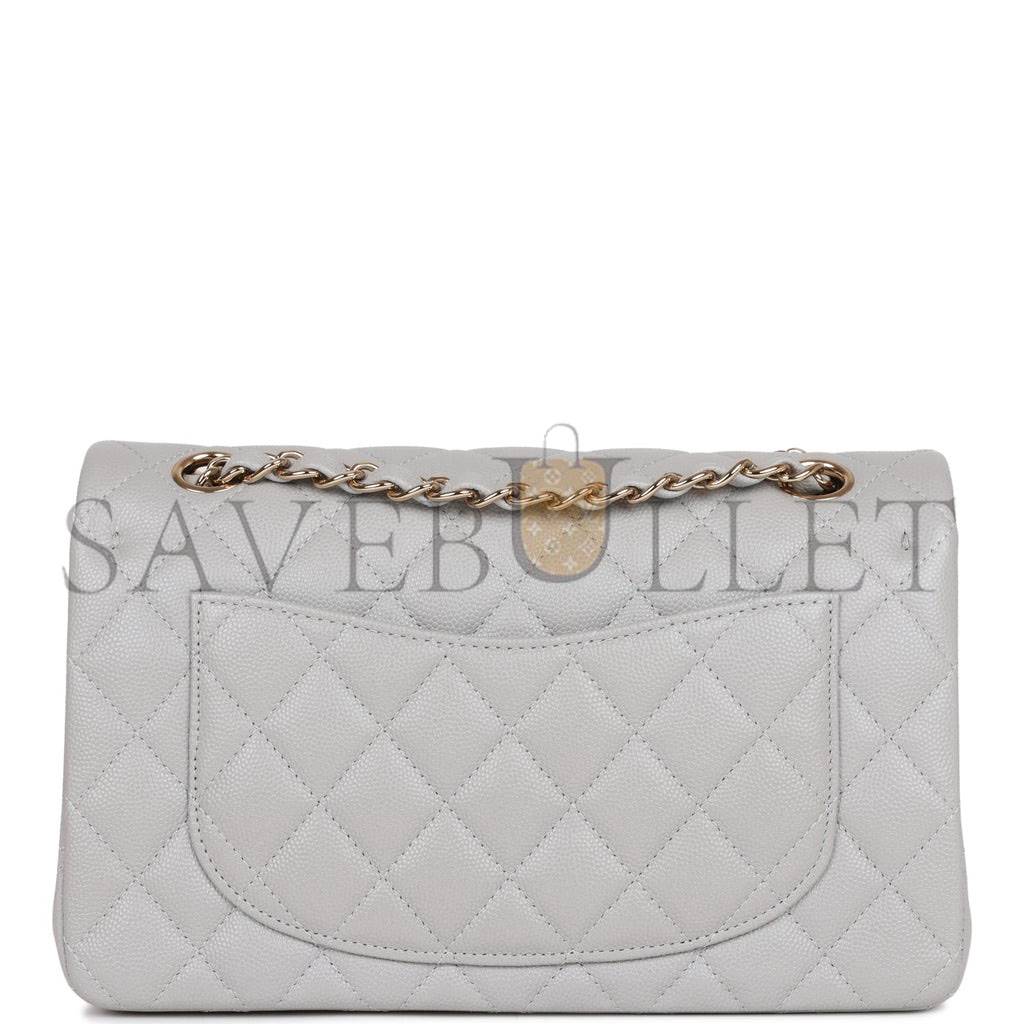 CHANEL SMALL CLASSIC DOUBLE FLAP GREY CAVIAR LIGHT GOLD HARDWARE (23*13*6cm) CHANEL SMALL CLASSIC DOUBLE FLAP GREY CAVIAR LIGHT GOLD HARDWARE (23*13*6cm)