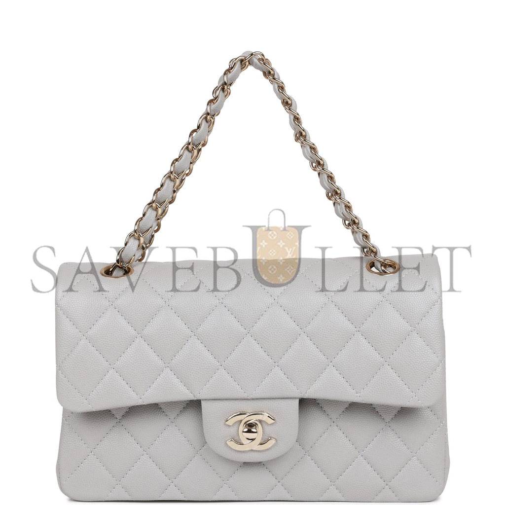 CHANEL SMALL CLASSIC DOUBLE FLAP GREY CAVIAR LIGHT GOLD HARDWARE (23*13*6cm) CHANEL SMALL CLASSIC DOUBLE FLAP GREY CAVIAR LIGHT GOLD HARDWARE (23*13*6cm)
