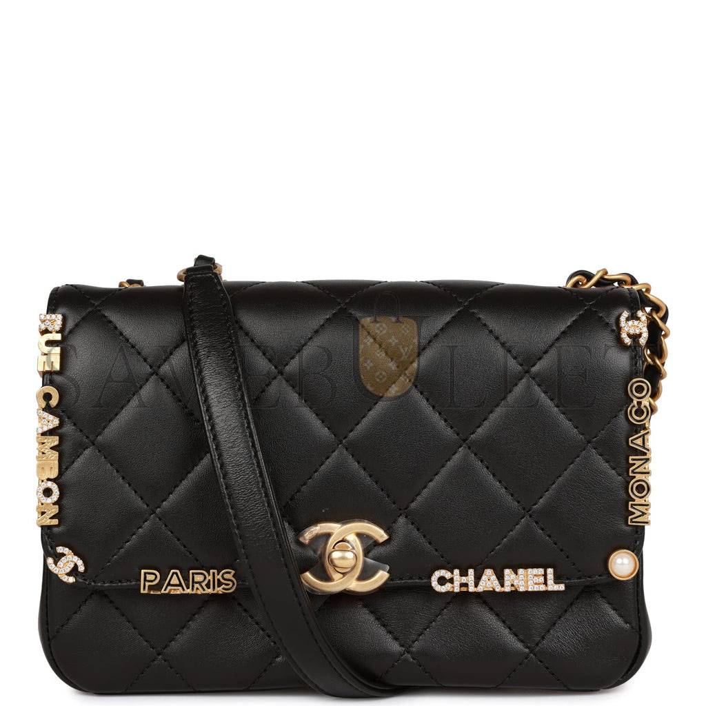 CHANEL MONACO MINI FLAP BAG BLACK LAMBSKIN ANTIQUE GOLD HARDWARE (19*13*8cm) CHANEL MONACO MINI FLAP BAG BLACK LAMBSKIN ANTIQUE GOLD HARDWARE (19*13*8cm)