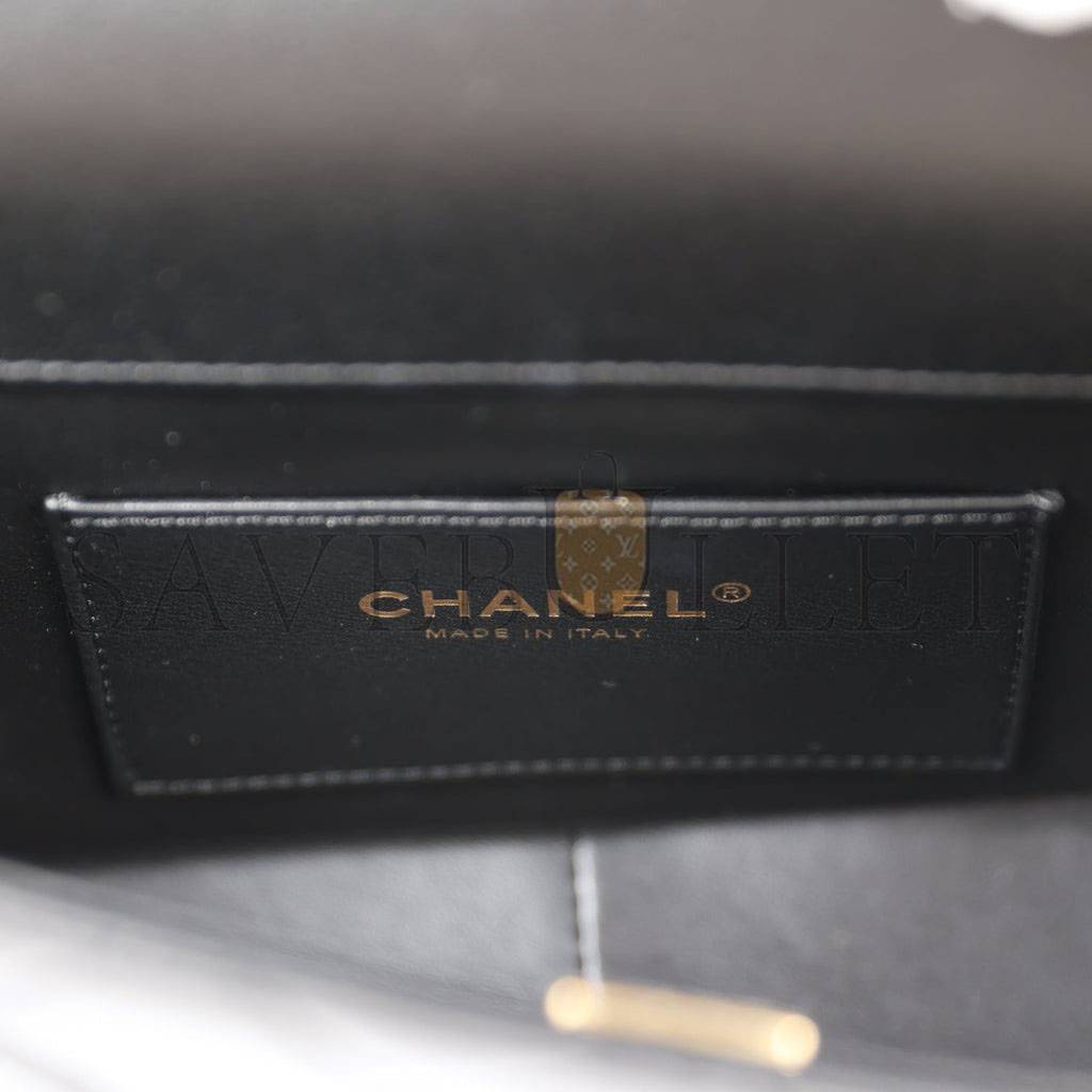 CHANEL MONACO MINI FLAP BAG BLACK LAMBSKIN ANTIQUE GOLD HARDWARE (19*13*8cm) CHANEL MONACO MINI FLAP BAG BLACK LAMBSKIN ANTIQUE GOLD HARDWARE (19*13*8cm)