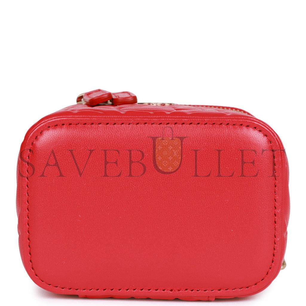 CHANEL CAMELLIA MINI VANITY CASE RED LAMBSKIN LIGHT GOLD HARDWARE (11*9*8cm) CHANEL CAMELLIA MINI VANITY CASE RED LAMBSKIN LIGHT GOLD HARDWARE (11*9*8cm)