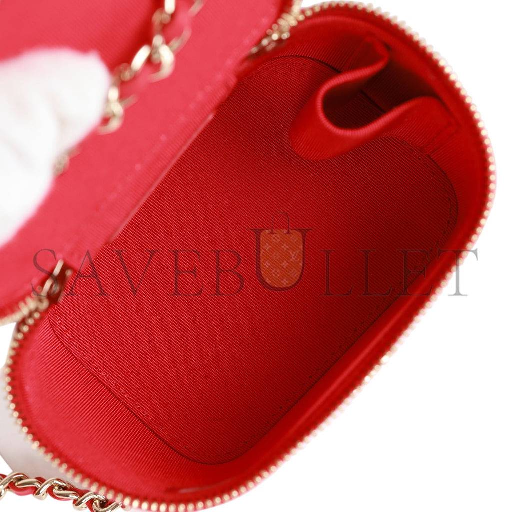 CHANEL CAMELLIA MINI VANITY CASE RED LAMBSKIN LIGHT GOLD HARDWARE (11*9*8cm) CHANEL CAMELLIA MINI VANITY CASE RED LAMBSKIN LIGHT GOLD HARDWARE (11*9*8cm)