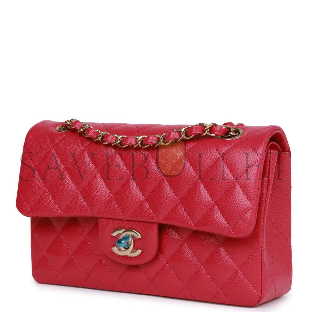 CHANEL SMALL CLASSIC DOUBLE FLAP FUCHSIA CAVIAR LIGHT GOLD HARDWARE (23*13*6cm) CHANEL SMALL CLASSIC DOUBLE FLAP FUCHSIA CAVIAR LIGHT GOLD HARDWARE (23*13*6cm)
