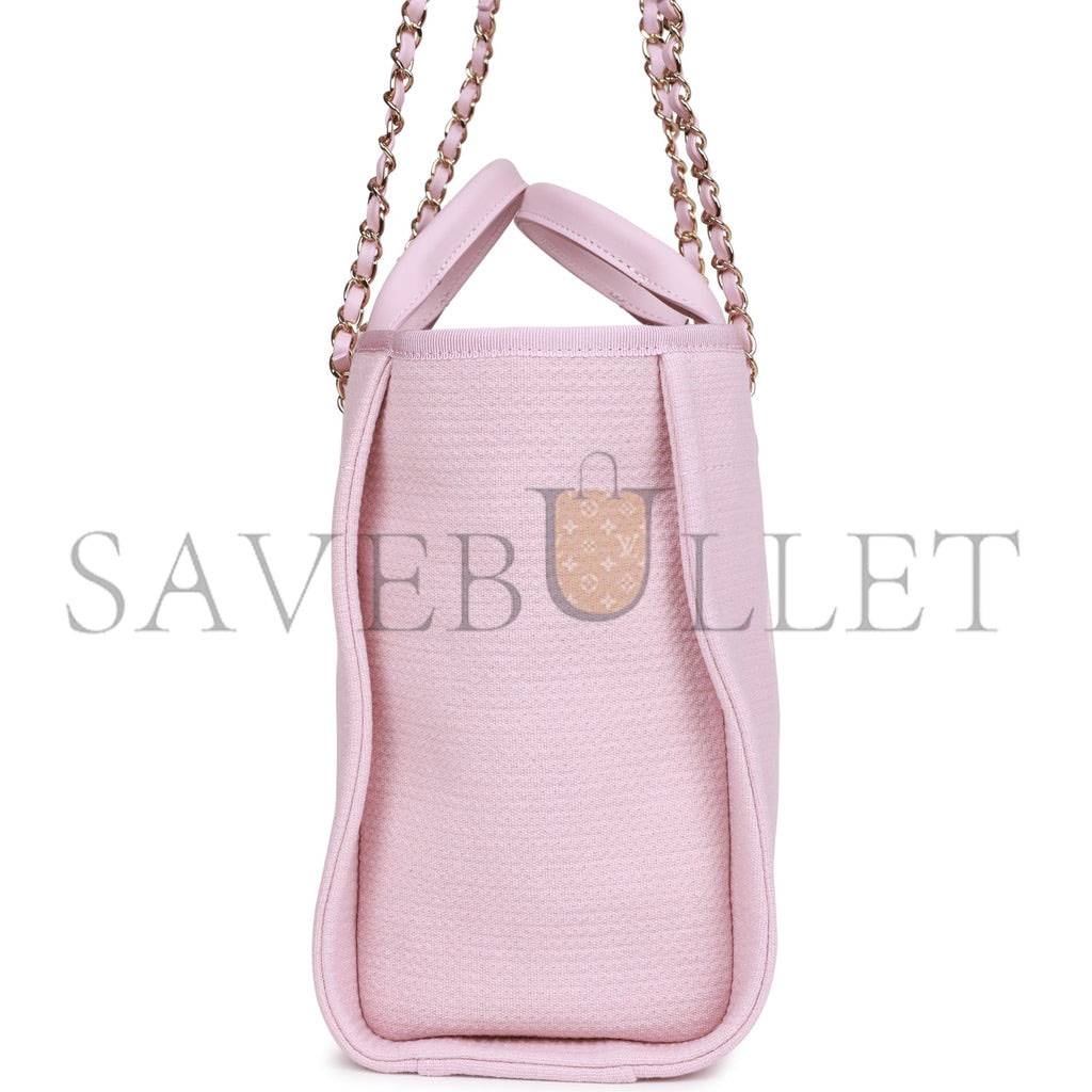 CHANEL SMALL DEAUVILLE SHOPPING BAG PINK BOUCLE LIGHT GOLD HARDWARE (34*27*15cm) CHANEL SMALL DEAUVILLE SHOPPING BAG PINK BOUCLE LIGHT GOLD HARDWARE (34*27*15cm)