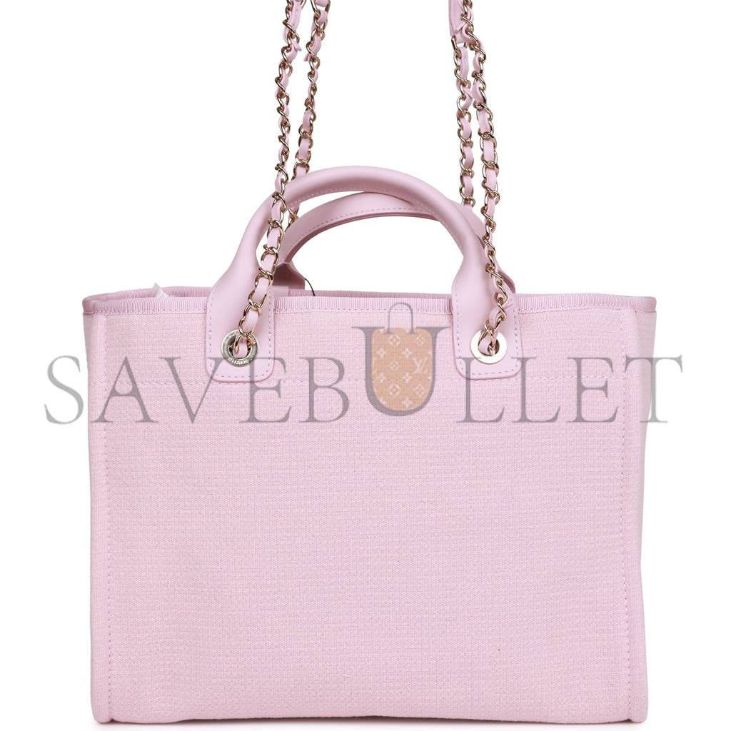 CHANEL SMALL DEAUVILLE SHOPPING BAG PINK BOUCLE LIGHT GOLD HARDWARE (34*27*15cm) CHANEL SMALL DEAUVILLE SHOPPING BAG PINK BOUCLE LIGHT GOLD HARDWARE (34*27*15cm)