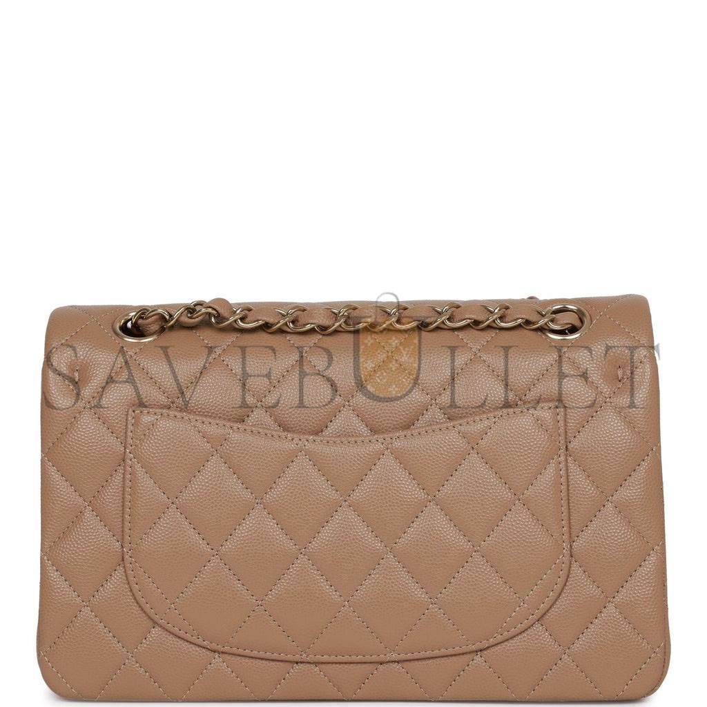 CHANEL SMALL CLASSIC DOUBLE FLAP DARK BEIGE CAVIAR LIGHT GOLD HARDWARE (23*13*6cm) CHANEL SMALL CLASSIC DOUBLE FLAP DARK BEIGE CAVIAR LIGHT GOLD HARDWARE (23*13*6cm)