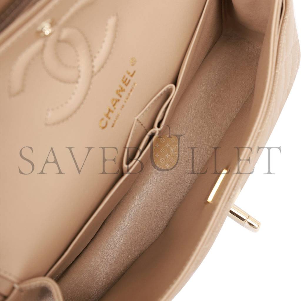 CHANEL SMALL CLASSIC DOUBLE FLAP DARK BEIGE CAVIAR LIGHT GOLD HARDWARE (23*13*6cm) CHANEL SMALL CLASSIC DOUBLE FLAP DARK BEIGE CAVIAR LIGHT GOLD HARDWARE (23*13*6cm)