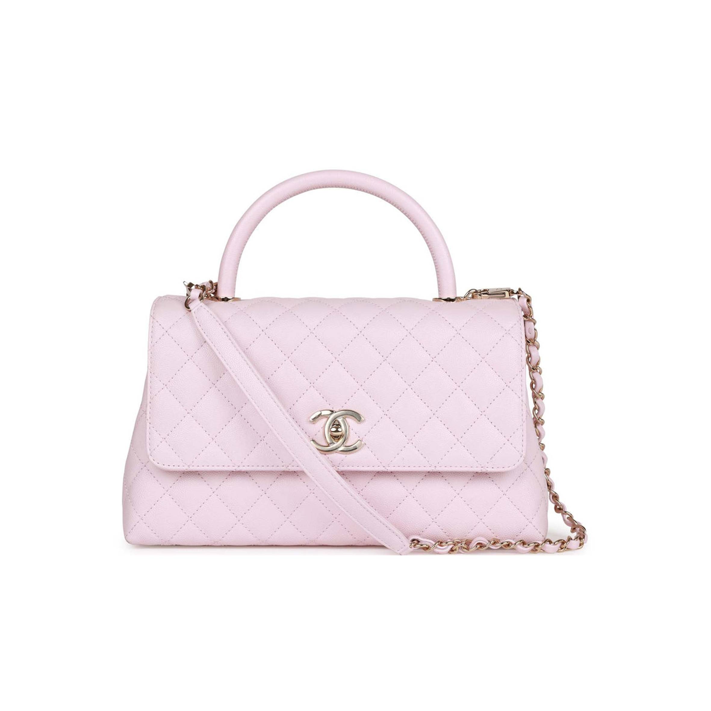 CHANEL MEDIUM COCO HANDLE FLAP BAG LIGHT PINK CAVIAR LIGHT GOLD HARDWARE (29*18*11cm) CHANEL MEDIUM COCO HANDLE FLAP BAG LIGHT PINK CAVIAR LIGHT GOLD HARDWARE (29*18*11cm)