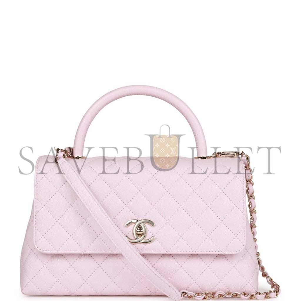 CHANEL MEDIUM COCO HANDLE FLAP BAG LIGHT PINK CAVIAR LIGHT GOLD HARDWARE (29*18*11cm) CHANEL MEDIUM COCO HANDLE FLAP BAG LIGHT PINK CAVIAR LIGHT GOLD HARDWARE (29*18*11cm)