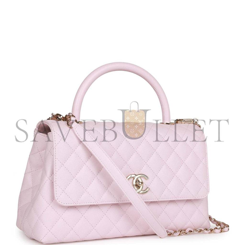 CHANEL MEDIUM COCO HANDLE FLAP BAG LIGHT PINK CAVIAR LIGHT GOLD HARDWARE (29*18*11cm) CHANEL MEDIUM COCO HANDLE FLAP BAG LIGHT PINK CAVIAR LIGHT GOLD HARDWARE (29*18*11cm)