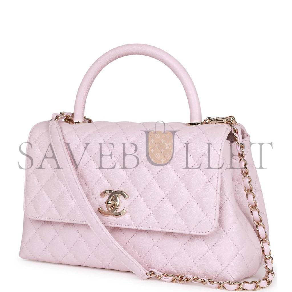 CHANEL MEDIUM COCO HANDLE FLAP BAG LIGHT PINK CAVIAR LIGHT GOLD HARDWARE (29*18*11cm) CHANEL MEDIUM COCO HANDLE FLAP BAG LIGHT PINK CAVIAR LIGHT GOLD HARDWARE (29*18*11cm)