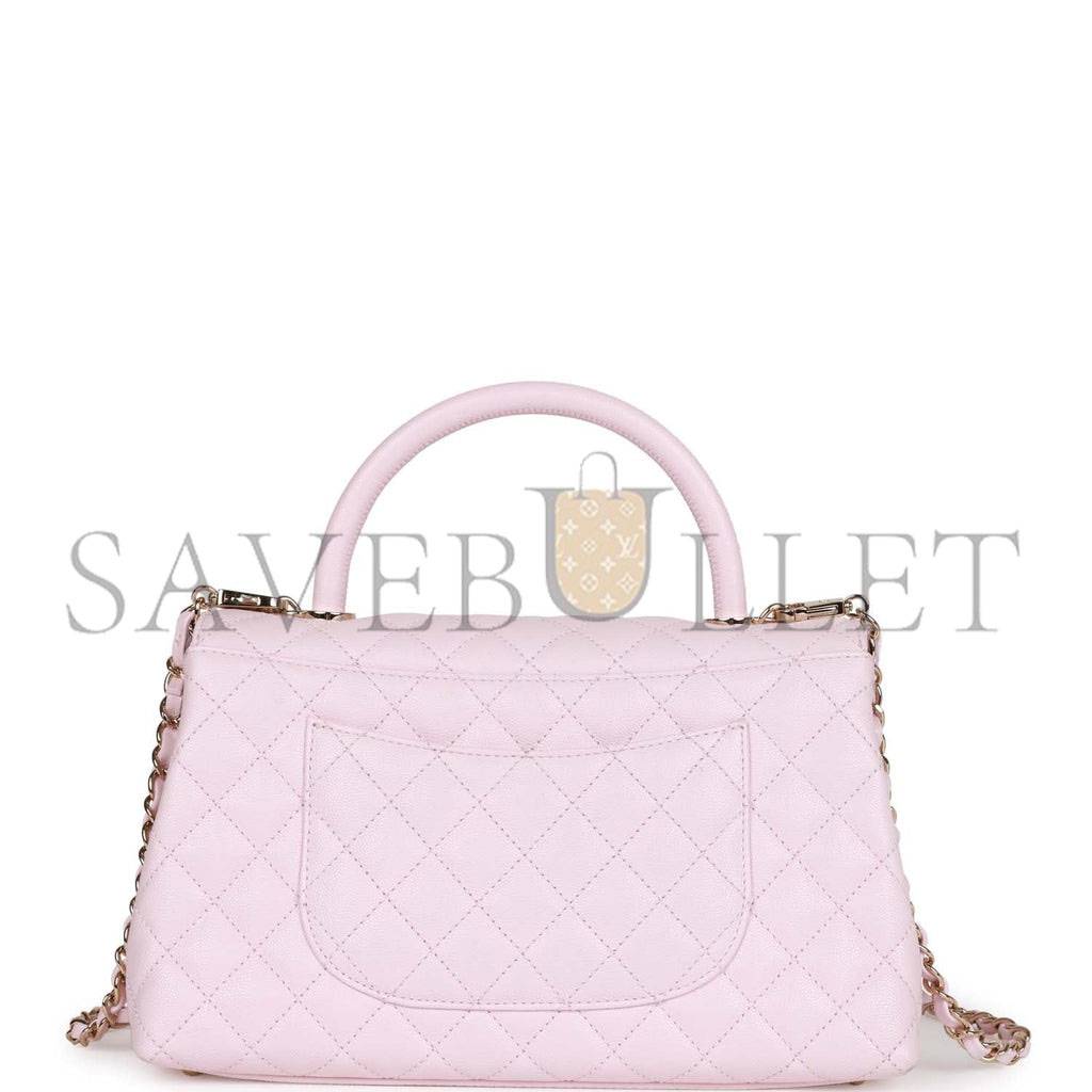 CHANEL MEDIUM COCO HANDLE FLAP BAG LIGHT PINK CAVIAR LIGHT GOLD HARDWARE (29*18*11cm) CHANEL MEDIUM COCO HANDLE FLAP BAG LIGHT PINK CAVIAR LIGHT GOLD HARDWARE (29*18*11cm)
