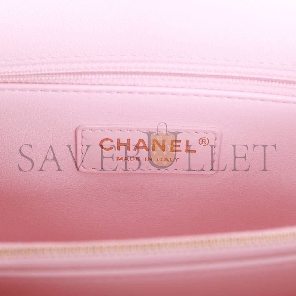 CHANEL MEDIUM COCO HANDLE FLAP BAG LIGHT PINK CAVIAR LIGHT GOLD HARDWARE (29*18*11cm) CHANEL MEDIUM COCO HANDLE FLAP BAG LIGHT PINK CAVIAR LIGHT GOLD HARDWARE (29*18*11cm)