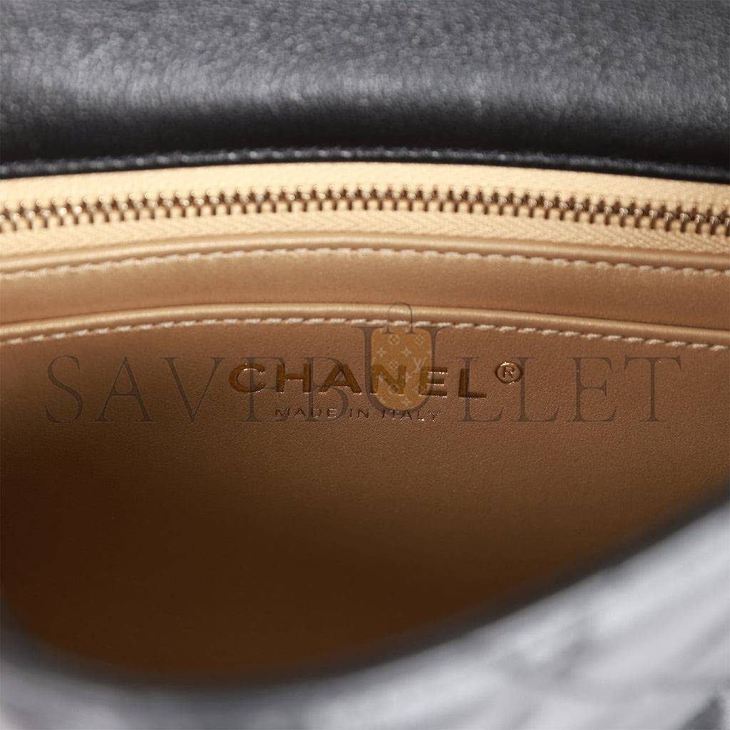 CHANEL PEARL CRUSH MINI SQUARE FLAP BAG BLACK LAMBSKIN ANTIQUE GOLD HARDWARE (17*14*8cm) CHANEL PEARL CRUSH MINI SQUARE FLAP BAG BLACK LAMBSKIN ANTIQUE GOLD HARDWARE (17*14*8cm)