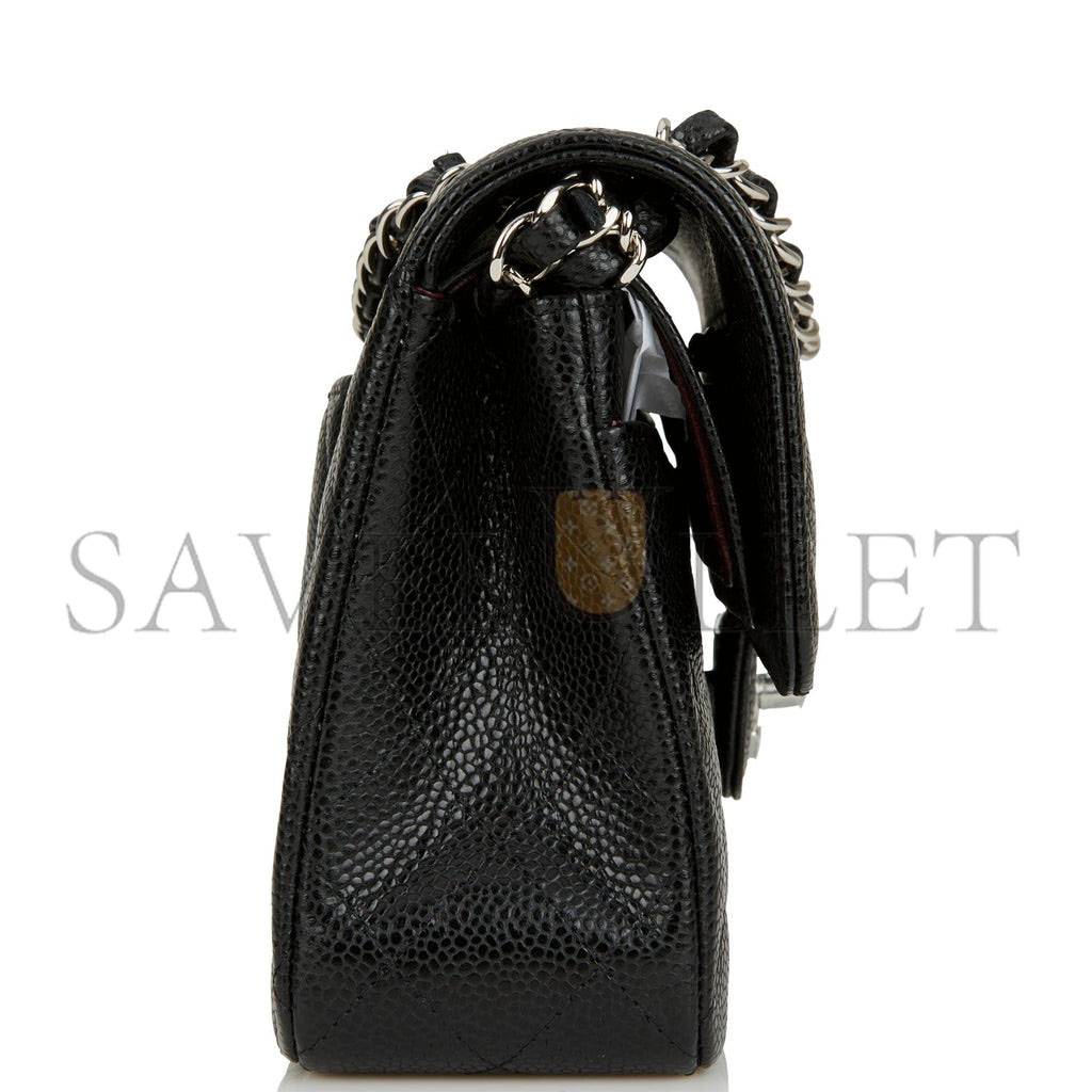 CHANEL SMALL CLASSIC DOUBLE FLAP BLACK CAVIAR SILVER HARDWARE (23*13*6cm) CHANEL SMALL CLASSIC DOUBLE FLAP BLACK CAVIAR SILVER HARDWARE (23*13*6cm)
