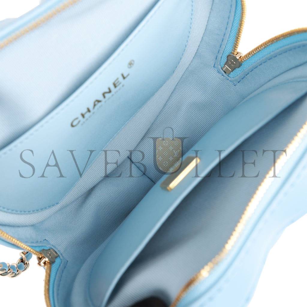 CHANEL CC IN LOVE LARGE HEART BAG BLUE LAMBSKIN LIGHT GOLD HARDWARE (20*18*6cm) CHANEL CC IN LOVE LARGE HEART BAG BLUE LAMBSKIN LIGHT GOLD HARDWARE (20*18*6cm)
