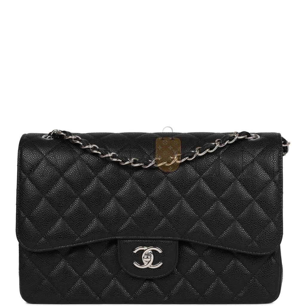 CHANEL JUMBO CLASSIC DOUBLE FLAP BAG BLACK CAVIAR SILVER HARDWARE (30*20*9cm) CHANEL JUMBO CLASSIC DOUBLE FLAP BAG BLACK CAVIAR SILVER HARDWARE (30*20*9cm)