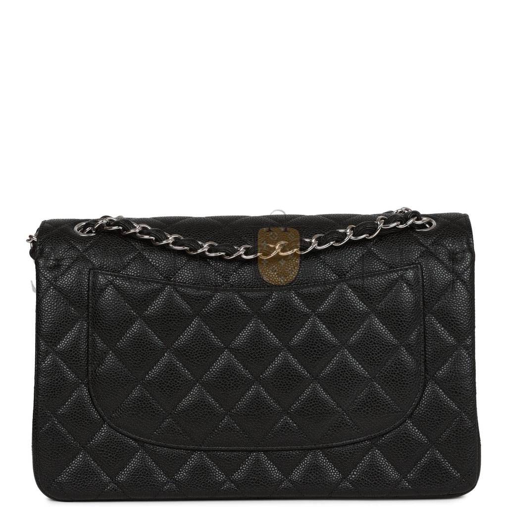 CHANEL JUMBO CLASSIC DOUBLE FLAP BAG BLACK CAVIAR SILVER HARDWARE (30*20*9cm) CHANEL JUMBO CLASSIC DOUBLE FLAP BAG BLACK CAVIAR SILVER HARDWARE (30*20*9cm)