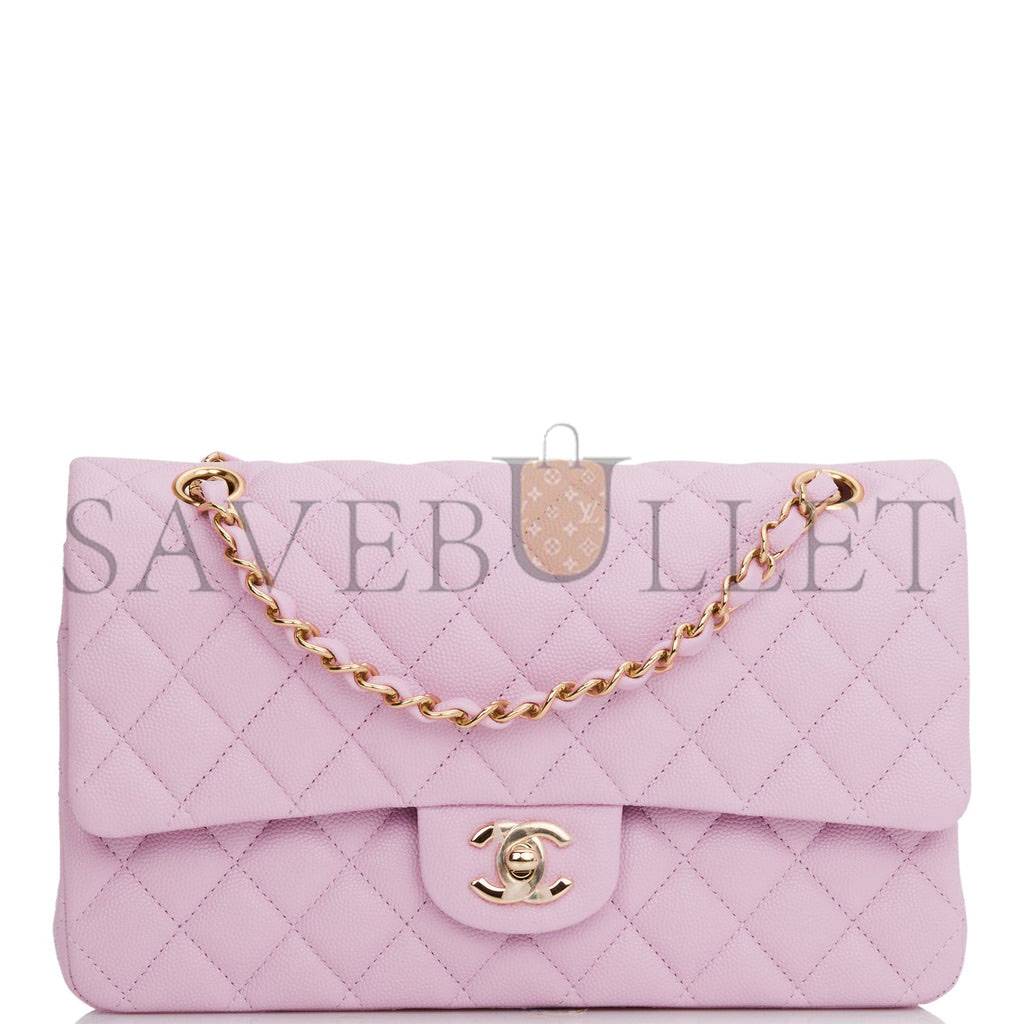 CHANEL MEDIUM CLASSIC DOUBLE FLAP BAG ROSE CLAIR CAVIAR LIGHT GOLD HARDWARE (25*15*7cm) CHANEL MEDIUM CLASSIC DOUBLE FLAP BAG ROSE CLAIR CAVIAR LIGHT GOLD HARDWARE (25*15*7cm)