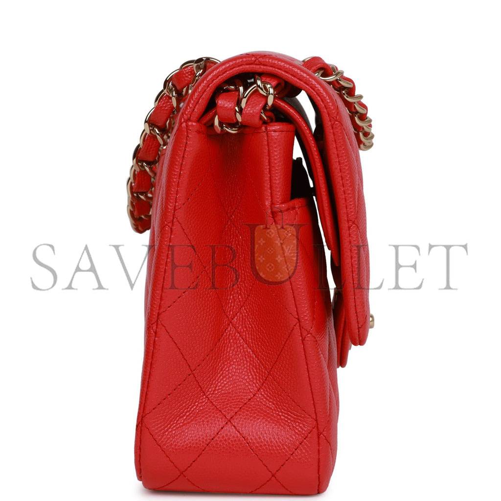CHANEL MEDIUM CLASSIC DOUBLE FLAP BAG RED CAVIAR LIGHT GOLD HARDWARE (25.5*15.5*6.5cm) CHANEL MEDIUM CLASSIC DOUBLE FLAP BAG RED CAVIAR LIGHT GOLD HARDWARE (25.5*15.5*6.5cm)