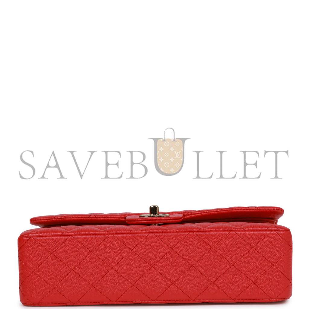 CHANEL MEDIUM CLASSIC DOUBLE FLAP BAG RED CAVIAR LIGHT GOLD HARDWARE (25.5*15.5*6.5cm) CHANEL MEDIUM CLASSIC DOUBLE FLAP BAG RED CAVIAR LIGHT GOLD HARDWARE (25.5*15.5*6.5cm)