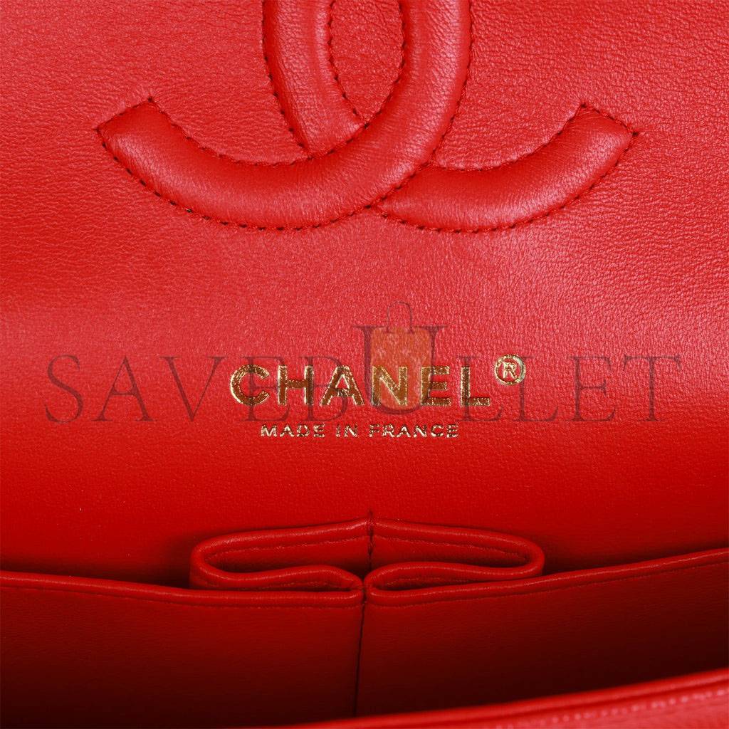 CHANEL MEDIUM CLASSIC DOUBLE FLAP BAG RED CAVIAR LIGHT GOLD HARDWARE (25.5*15.5*6.5cm) CHANEL MEDIUM CLASSIC DOUBLE FLAP BAG RED CAVIAR LIGHT GOLD HARDWARE (25.5*15.5*6.5cm)