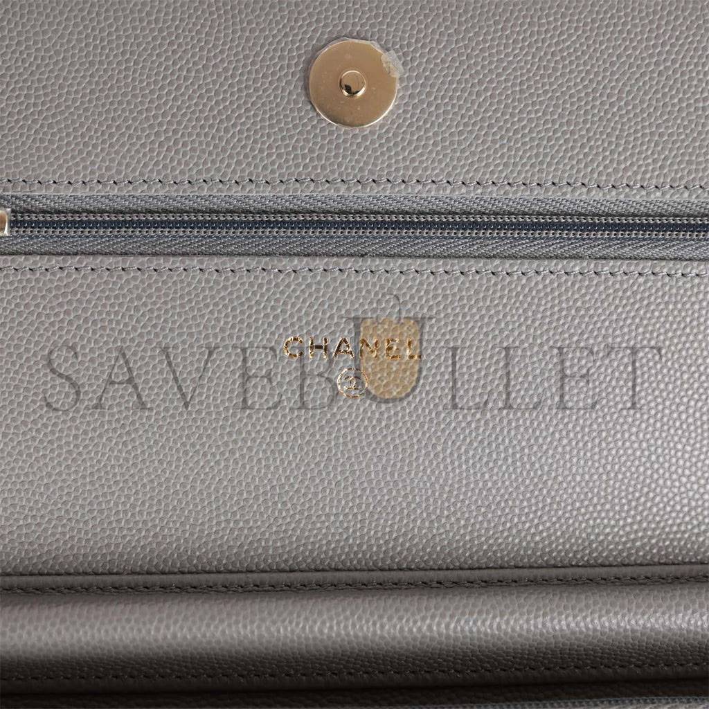 CHANEL WALLET ON CHAIN WOC GREY CAVIAR LIGHT GOLD HARDWARE (19*13*4cm) CHANEL WALLET ON CHAIN WOC GREY CAVIAR LIGHT GOLD HARDWARE (19*13*4cm)
