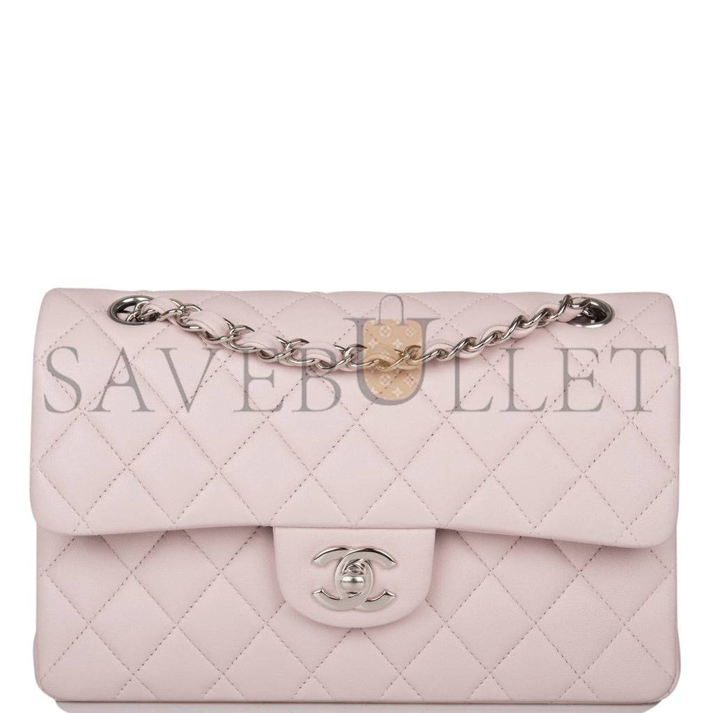 CHANEL SMALL CLASSIC DOUBLE FLAP BAG LIGHT PINK LAMBSKIN SILVER HARDWARE (23*13*6cm) CHANEL SMALL CLASSIC DOUBLE FLAP BAG LIGHT PINK LAMBSKIN SILVER HARDWARE (23*13*6cm)