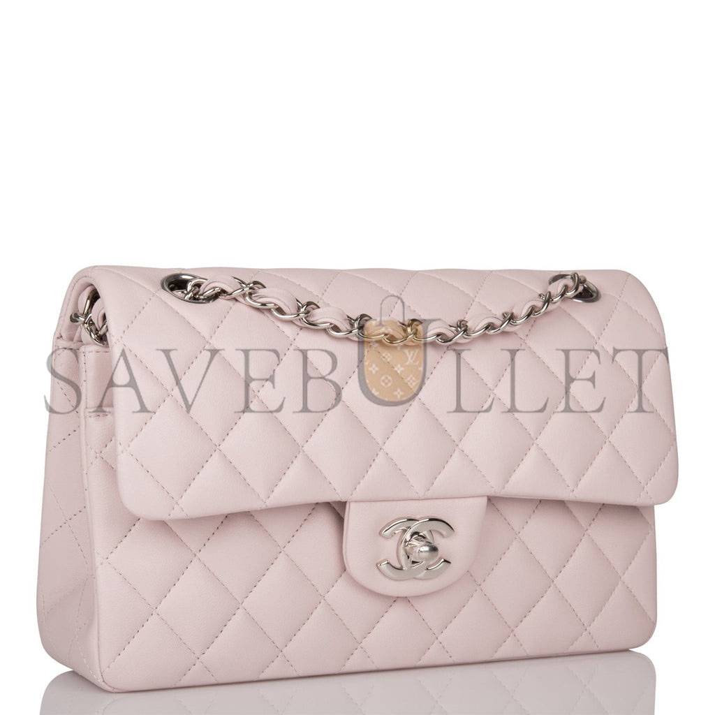 CHANEL SMALL CLASSIC DOUBLE FLAP BAG LIGHT PINK LAMBSKIN SILVER HARDWARE (23*13*6cm) CHANEL SMALL CLASSIC DOUBLE FLAP BAG LIGHT PINK LAMBSKIN SILVER HARDWARE (23*13*6cm)