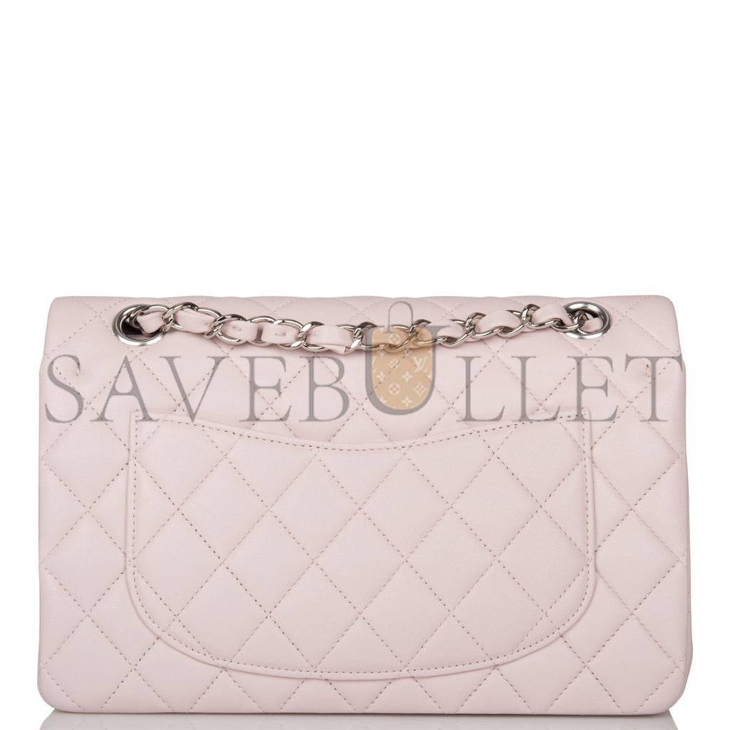 CHANEL SMALL CLASSIC DOUBLE FLAP BAG LIGHT PINK LAMBSKIN SILVER HARDWARE (23*13*6cm) CHANEL SMALL CLASSIC DOUBLE FLAP BAG LIGHT PINK LAMBSKIN SILVER HARDWARE (23*13*6cm)