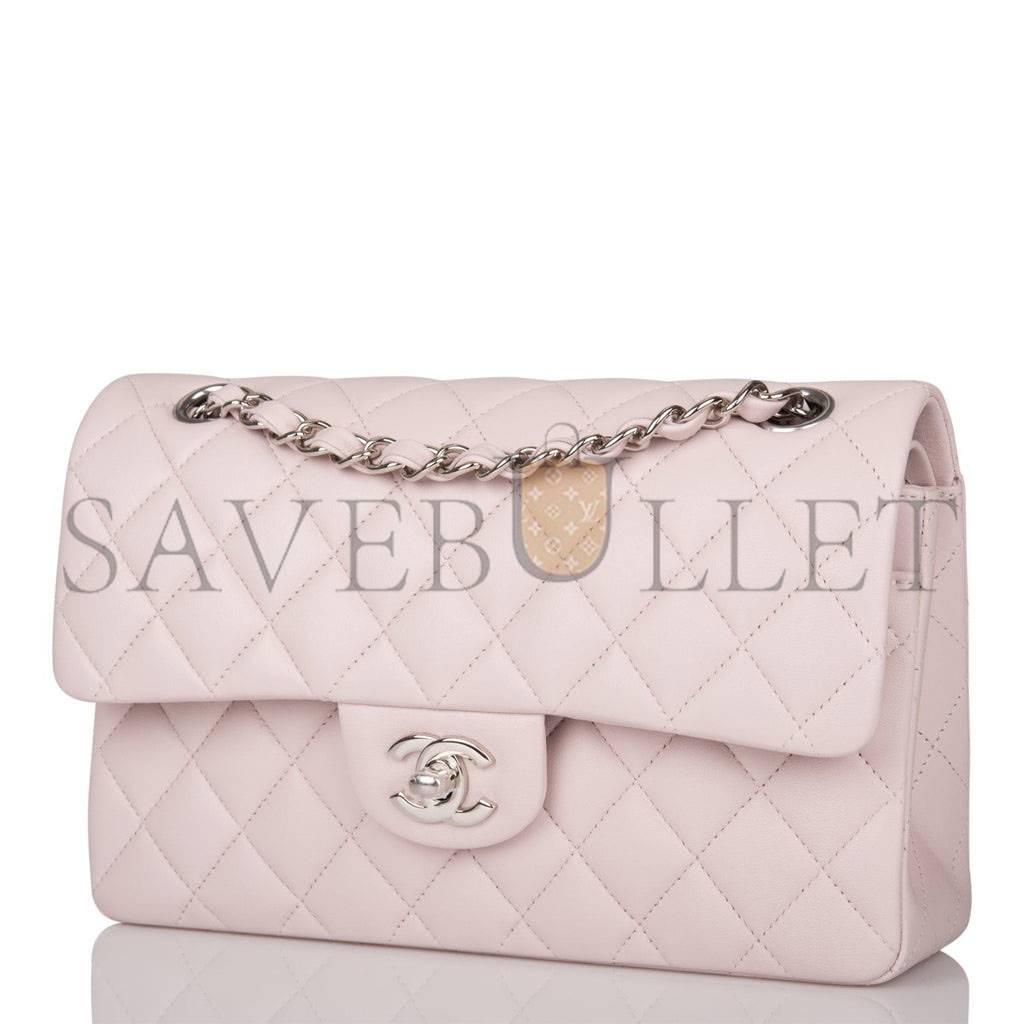 CHANEL SMALL CLASSIC DOUBLE FLAP BAG LIGHT PINK LAMBSKIN SILVER HARDWARE (23*13*6cm) CHANEL SMALL CLASSIC DOUBLE FLAP BAG LIGHT PINK LAMBSKIN SILVER HARDWARE (23*13*6cm)