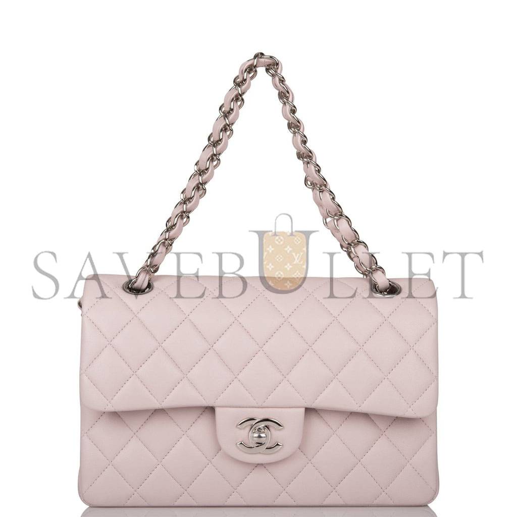 CHANEL SMALL CLASSIC DOUBLE FLAP BAG LIGHT PINK LAMBSKIN SILVER HARDWARE (23*13*6cm) CHANEL SMALL CLASSIC DOUBLE FLAP BAG LIGHT PINK LAMBSKIN SILVER HARDWARE (23*13*6cm)