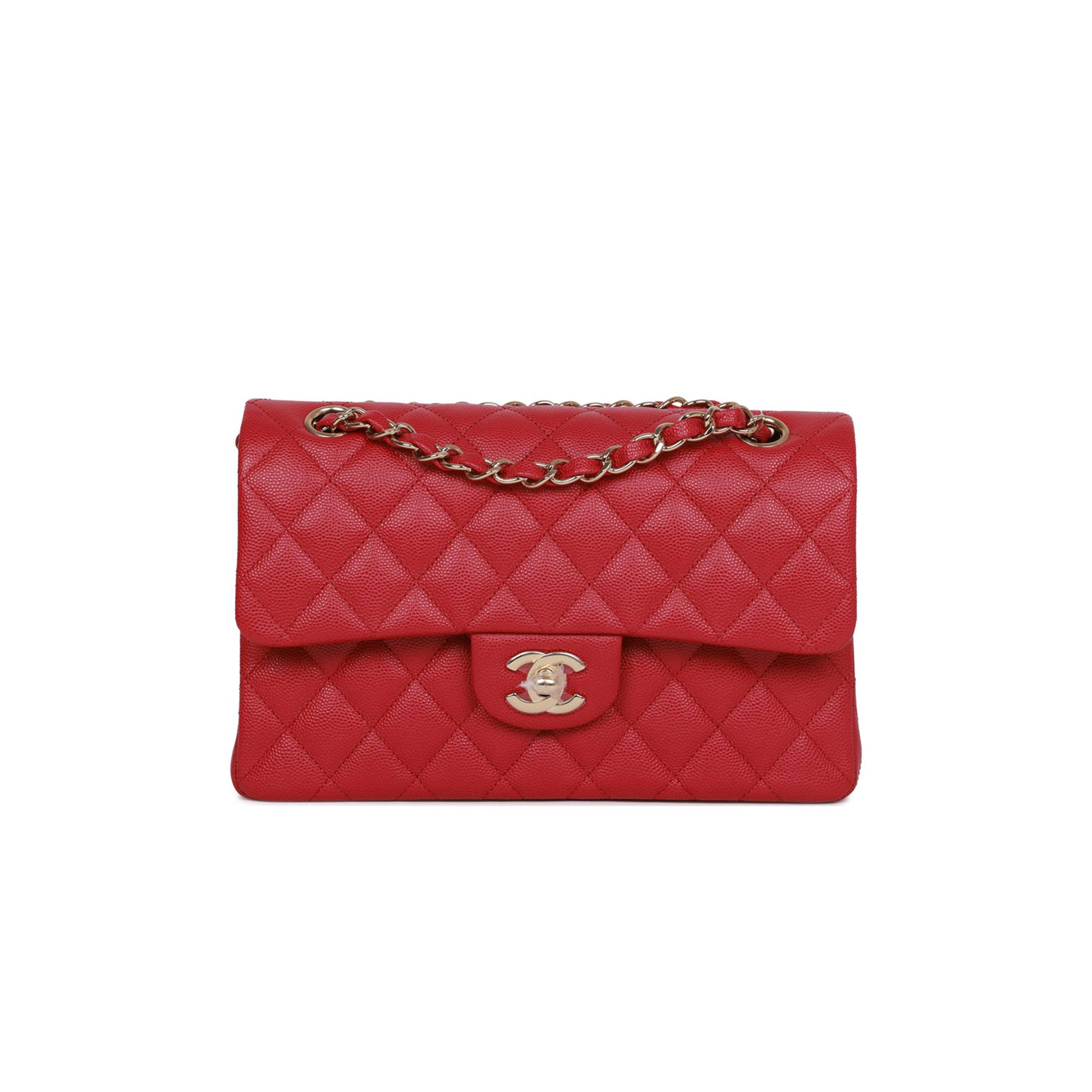 CHANEL SMALL CLASSIC DOUBLE FLAP DARK PINK CAVIAR LIGHT GOLD HARDWARE (23*13*6cm) CHANEL SMALL CLASSIC DOUBLE FLAP DARK PINK CAVIAR LIGHT GOLD HARDWARE (23*13*6cm)