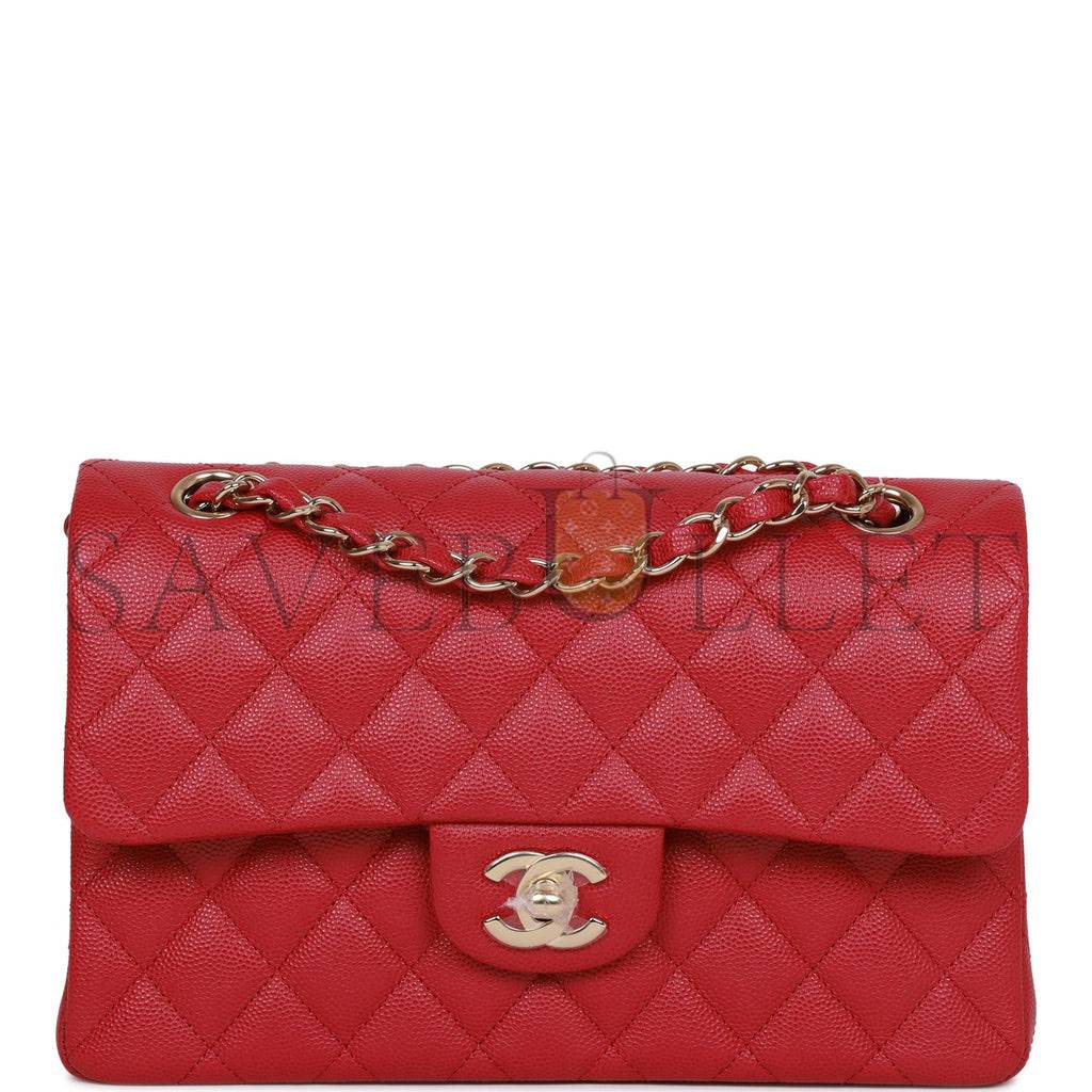 CHANEL SMALL CLASSIC DOUBLE FLAP DARK PINK CAVIAR LIGHT GOLD HARDWARE (23*13*6cm) CHANEL SMALL CLASSIC DOUBLE FLAP DARK PINK CAVIAR LIGHT GOLD HARDWARE (23*13*6cm)