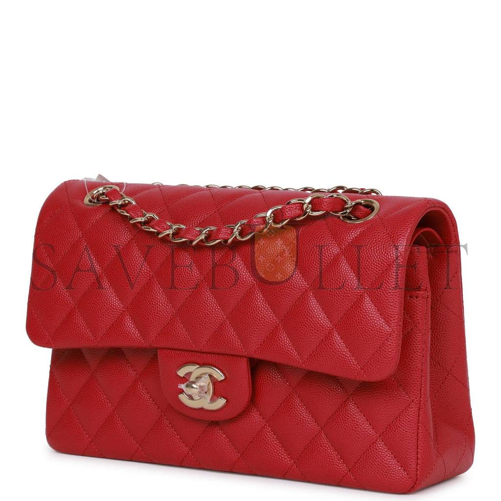 CHANEL SMALL CLASSIC DOUBLE FLAP DARK PINK CAVIAR LIGHT GOLD HARDWARE (23*13*6cm) CHANEL SMALL CLASSIC DOUBLE FLAP DARK PINK CAVIAR LIGHT GOLD HARDWARE (23*13*6cm)