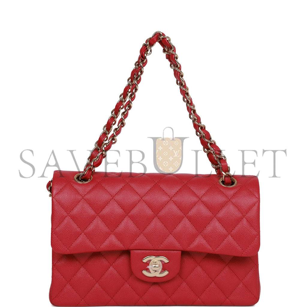 CHANEL SMALL CLASSIC DOUBLE FLAP DARK PINK CAVIAR LIGHT GOLD HARDWARE (23*13*6cm) CHANEL SMALL CLASSIC DOUBLE FLAP DARK PINK CAVIAR LIGHT GOLD HARDWARE (23*13*6cm)