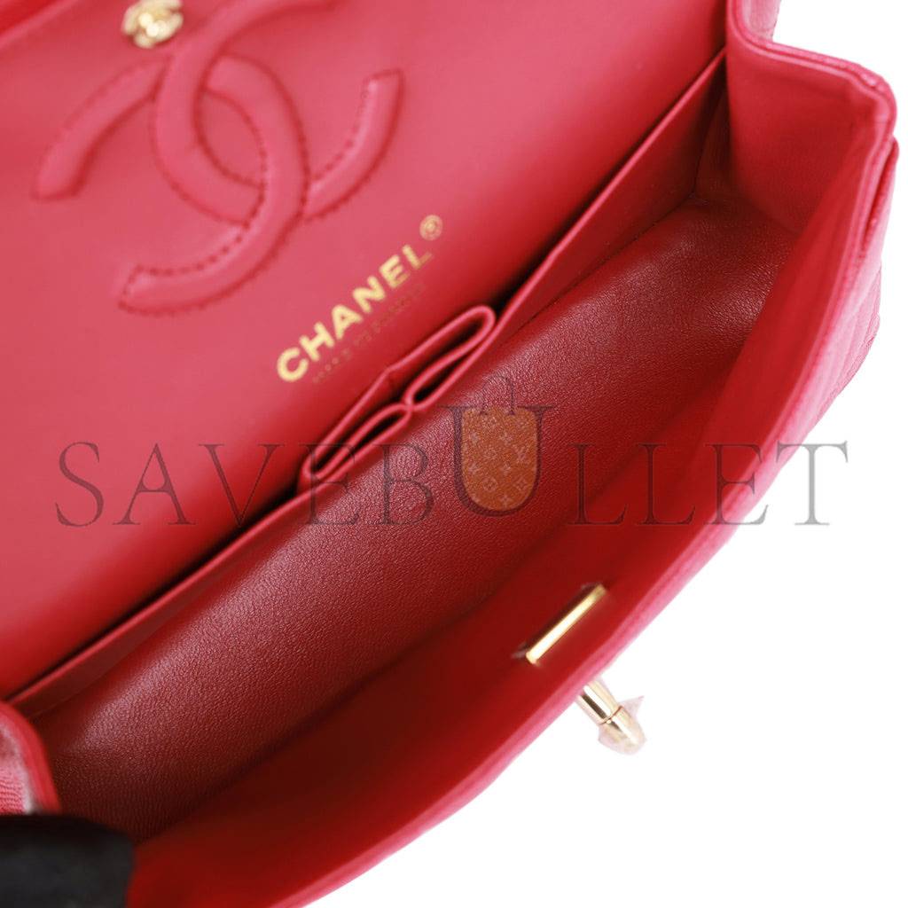 CHANEL SMALL CLASSIC DOUBLE FLAP DARK PINK CAVIAR LIGHT GOLD HARDWARE (23*13*6cm) CHANEL SMALL CLASSIC DOUBLE FLAP DARK PINK CAVIAR LIGHT GOLD HARDWARE (23*13*6cm)