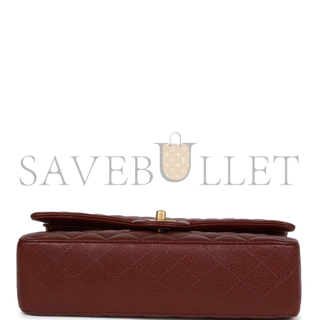 CHANEL MEDIUM CLASSIC DOUBLE FLAP BAG BURGUNDY CAVIAR ANTIQUE GOLD HARDWARE (25*15*7cm) CHANEL MEDIUM CLASSIC DOUBLE FLAP BAG BURGUNDY CAVIAR ANTIQUE GOLD HARDWARE (25*15*7cm)