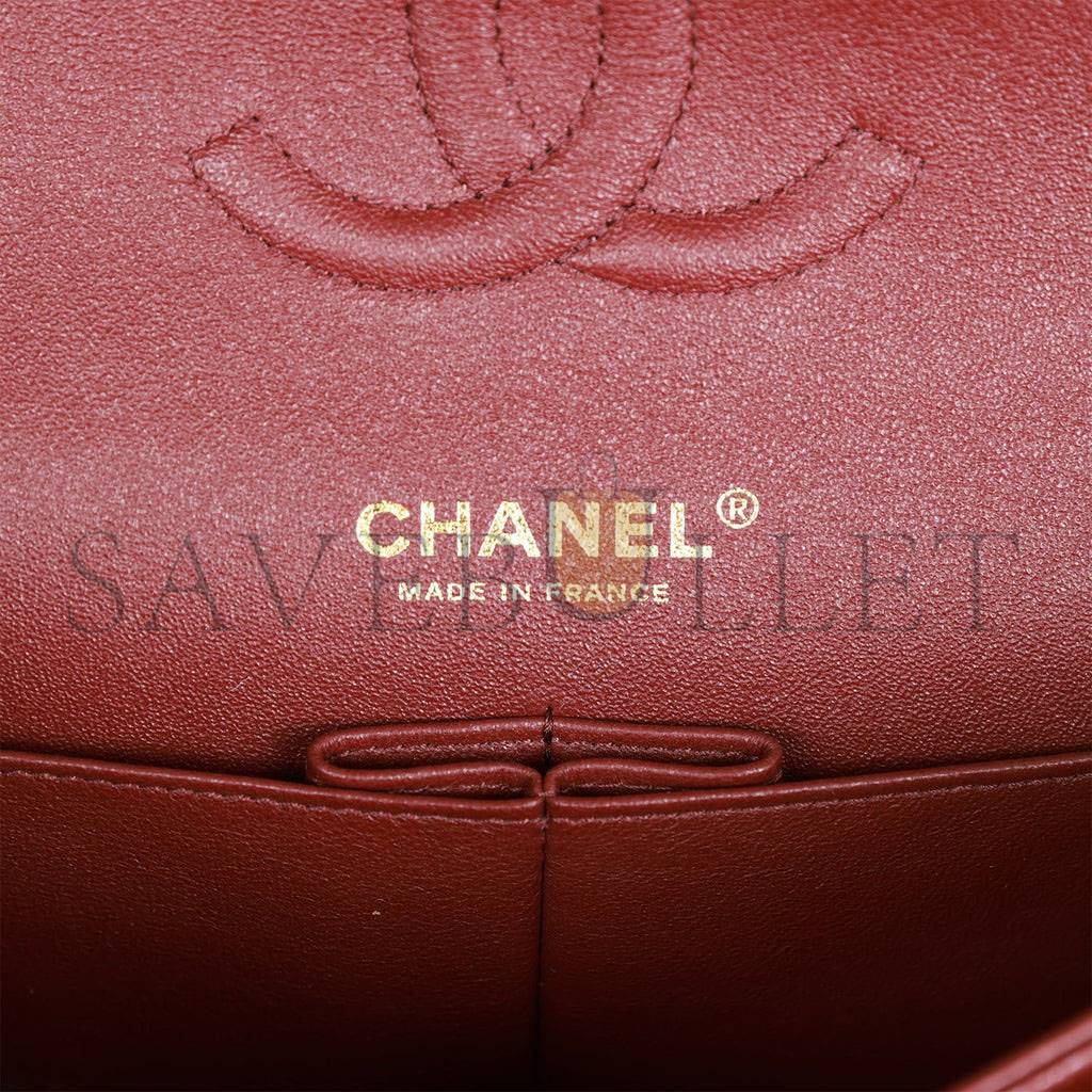 CHANEL MEDIUM CLASSIC DOUBLE FLAP BAG BURGUNDY CAVIAR ANTIQUE GOLD HARDWARE (25*15*7cm) CHANEL MEDIUM CLASSIC DOUBLE FLAP BAG BURGUNDY CAVIAR ANTIQUE GOLD HARDWARE (25*15*7cm)