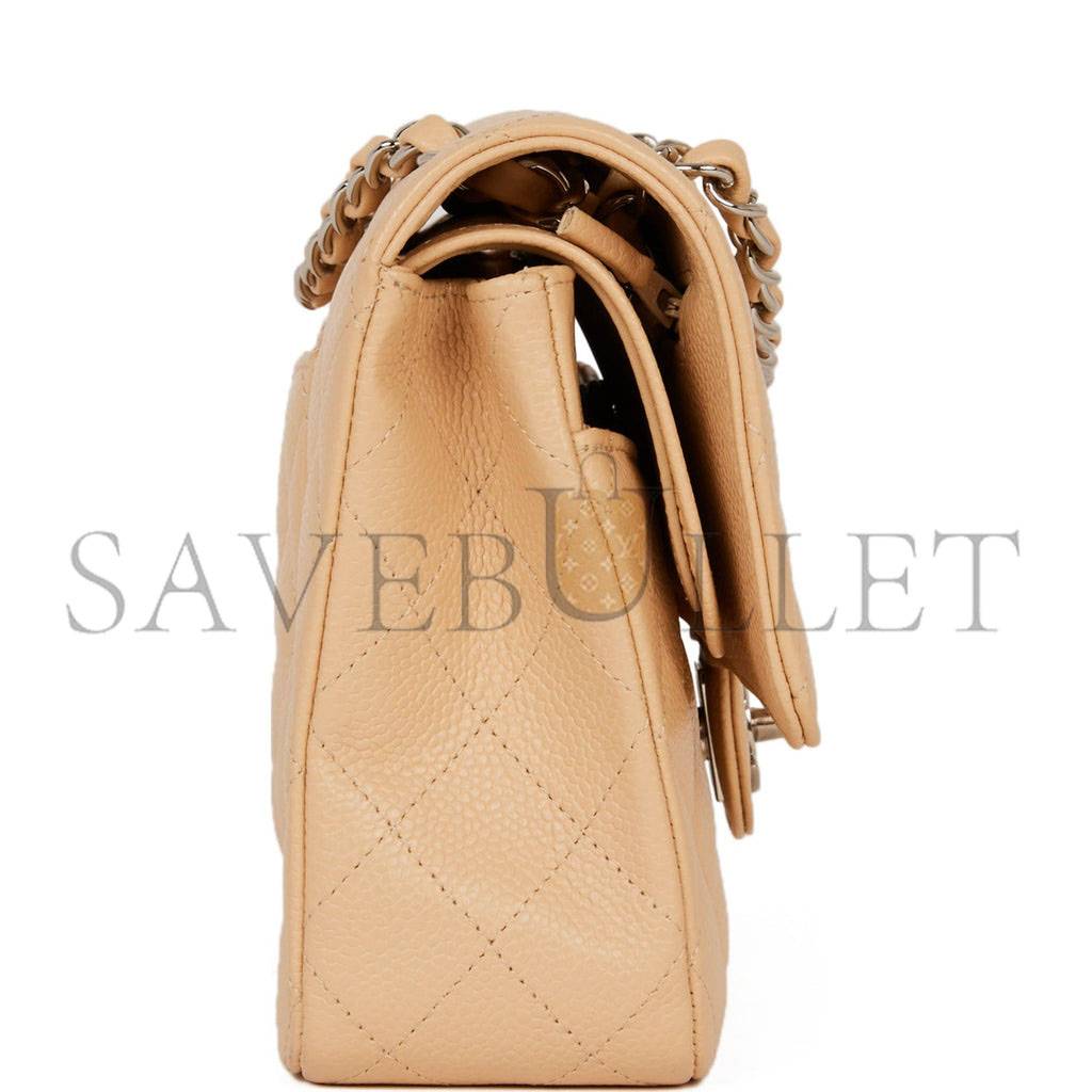 CHANEL MEDIUM CLASSIC DOUBLE FLAP BAG BEIGE CAVIAR SILVER HARDWARE (25*15*7cm) CHANEL MEDIUM CLASSIC DOUBLE FLAP BAG BEIGE CAVIAR SILVER HARDWARE (25*15*7cm)