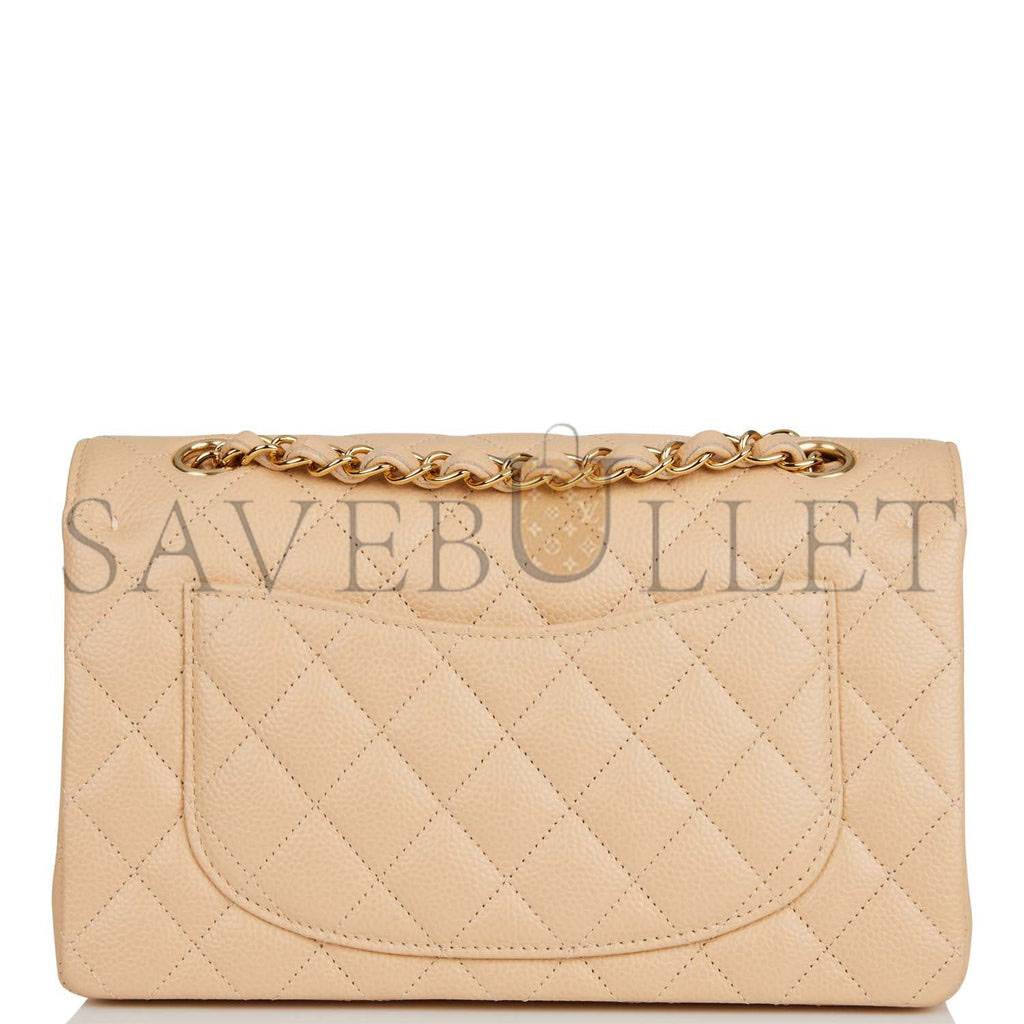 CHANEL SMALL CLASSIC DOUBLE FLAP BAG BEIGE CAVIAR GOLD HARDWARE (23*13*6cm) CHANEL SMALL CLASSIC DOUBLE FLAP BAG BEIGE CAVIAR GOLD HARDWARE (23*13*6cm)