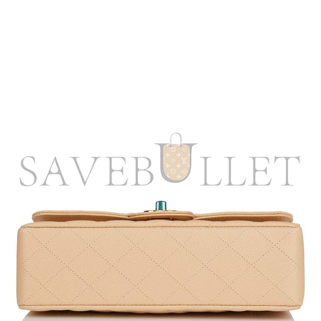CHANEL SMALL CLASSIC DOUBLE FLAP BAG BEIGE CAVIAR GOLD HARDWARE (23*13*6cm) CHANEL SMALL CLASSIC DOUBLE FLAP BAG BEIGE CAVIAR GOLD HARDWARE (23*13*6cm)