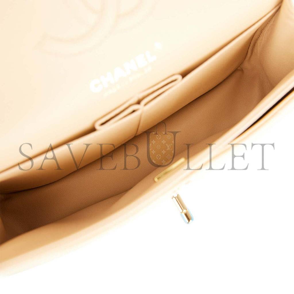 CHANEL SMALL CLASSIC DOUBLE FLAP BAG BEIGE CAVIAR GOLD HARDWARE (23*13*6cm) CHANEL SMALL CLASSIC DOUBLE FLAP BAG BEIGE CAVIAR GOLD HARDWARE (23*13*6cm)